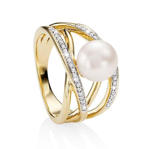 9ct Gold Diamond and Pearl Ring