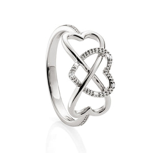 Sterling Silver Diamond heart ring