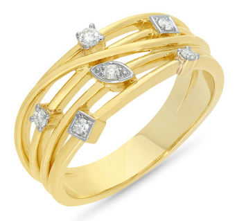 Yellow Gold Natural Diamond Banded Dress Ring