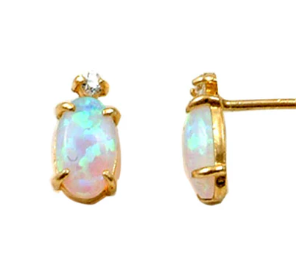 Opal and cz stud earrings