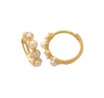 Pearl and Cz huggie earrings