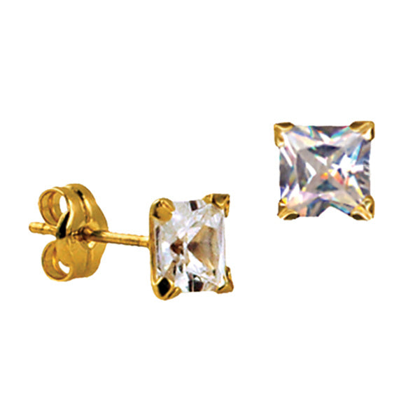 9ct y/g cz stud earrings