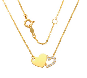 Double heart pendant with chain