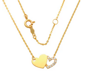 Double heart pendant with chain