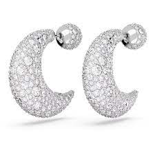 Luna drop earrings Moon, White, Rhodium plated 5666179