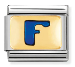 NOMINATION 'Letter F' Blue Enamel & Gold 03020106