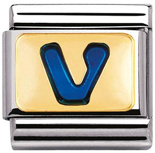 NOMINATION 'Letter V' Blue Enamel 03020122