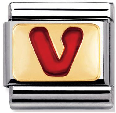 NOMINATION 'Letter V' Red Enamel 03020222