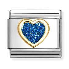 NOMINATION 'Blue Heart' Glitter Enamel 03022007