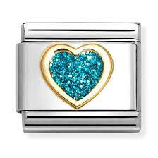 NOMINATION 'Turquoise Heart' Glitter Enamel 03022008