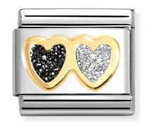 NOMINATION 'Black & Silver Hearts' Glitter Enamel 03022015