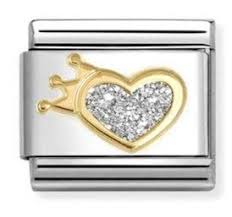 NOMINATION Glitter 'Heart Crown' Gold & Enamel 03022024