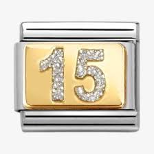NOMINATION Gitter Number '15' Gold & Enamel 03022407