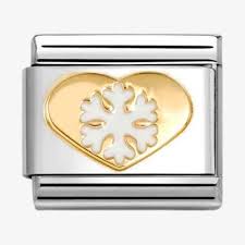 NOMINATION 'Snowflake Heart' Gold & Enamel 03022526