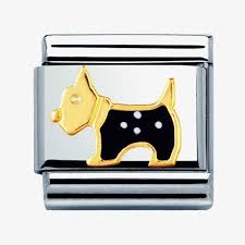 NOMINATION 'Terrier Dog' Gold & Enamel 03024809