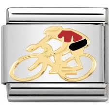 NOMINATION Cyclist 'Red T-Shirt' Gold & Enamel 03025914