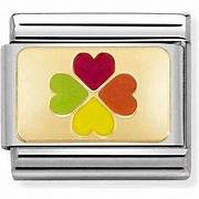 NOMINATION Rainbow 'Four Leaf Clover' Gold Enamel 03026321