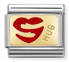NOMINATION Red Heart 'HUG' Gold & Enamel 03028449