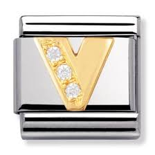 NOMINATION 'Letter V' Gold CZ 03030122