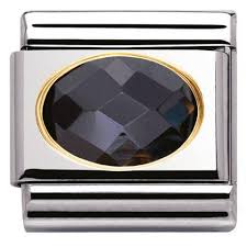 NOMINATION Oval 'Black Faceted Cz' Gold 030601011