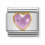 NOMINATION Heart Stone 'Pink Cz' Gold 030610003