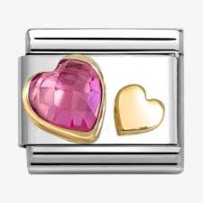NOMINATION Dark Pink Cz 'Hearts' Gold 03061109