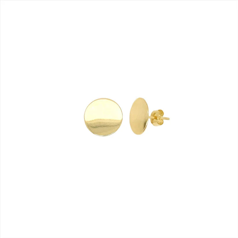 Yellow gold disc stud earrings