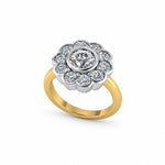 9ct Yellow Gold & Platinum Daisy Style Diamond Ring