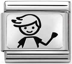 NOMINATION 'Boy Stick Figure' Silver 33010948