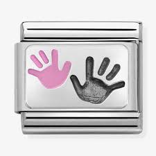 NOMINATION 'Parent & Child Pink Handprint' Silver 3020842