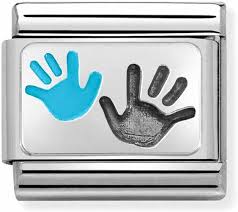 NOMINATION 'Parent &amp; Child Handprint Blue' Silver 33020843