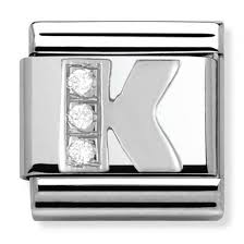 NOMINATION 'Letter K' Silver CZ 33030111