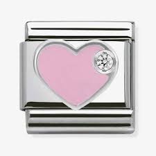 NOMINATION 'Pink Cz Heart' Enamel & Silver 33030502