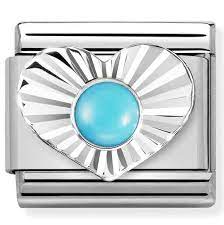 NOMINATION Etched 'Turquoise Heart' Silver 33050806