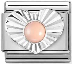 NOMINATION Etched 'Pink Coral Heart' Silver 33050810