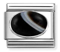 NOMINATION Oval 'Banded Onyx' Silver 33051047