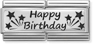 NOMINATION Double Link 'Happy Birthday' Silver 33071013