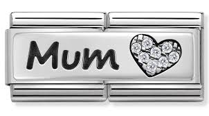 NOMINATION Double Link 'MUM Cz Heart' Silver 33073107