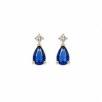 Yellow Gold Sapphire and Diamond Stud Earrings