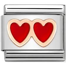 NOMINATION 'Double Red Hearts' Rose Gold 43020213