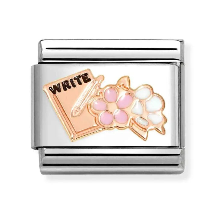 NOMINATION Rose Gold 'Writing Book & Flowers' 43020224