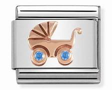 NOMINATION 'Blue Cz Pram' Rose Gold 43030505
