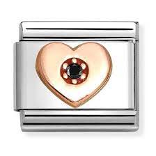 NOMINATION Rose Gold 'Cz Heart' Black 43030540