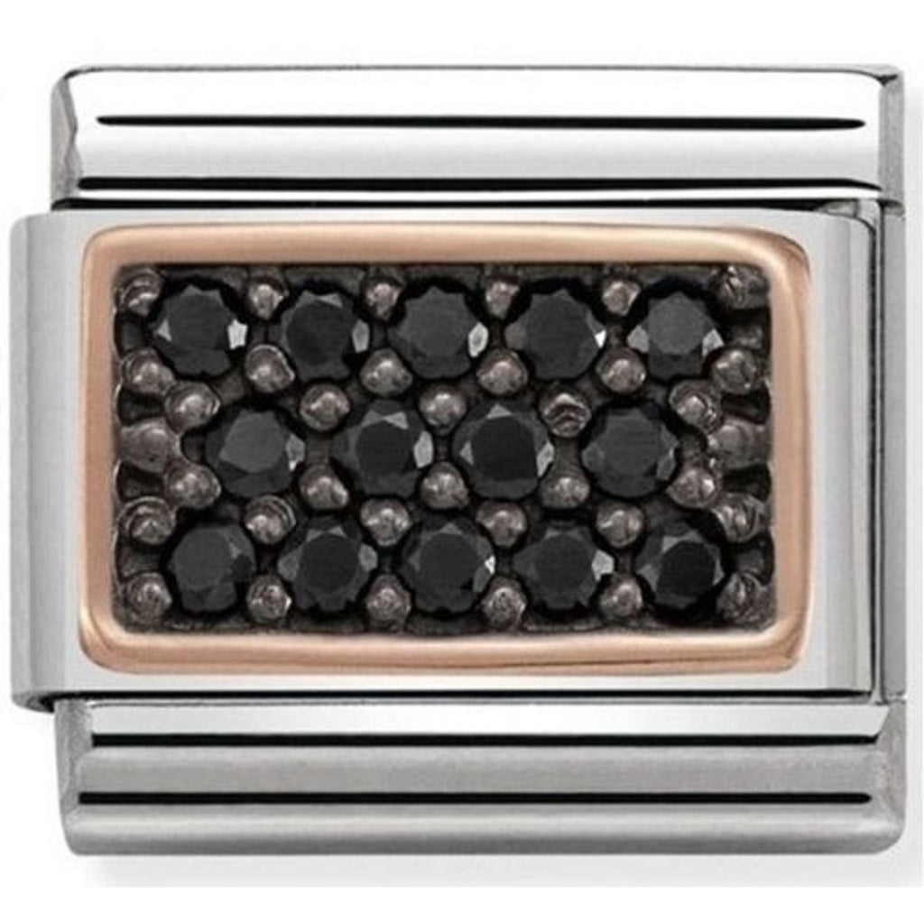 NOMINATION Cz Plate 'Black Pave' Rose Gold 43031303