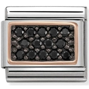 NOMINATION Cz Plate 'Black Pave' Rose Gold 43031303