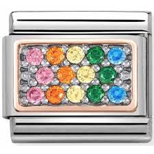 NOMINATION Pave Plate 'Rainbow' Rose Gold 43031309