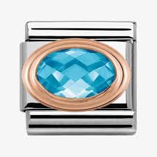 NOMINATION Oval 'Light Blue Cz' Rose Gold 430601006