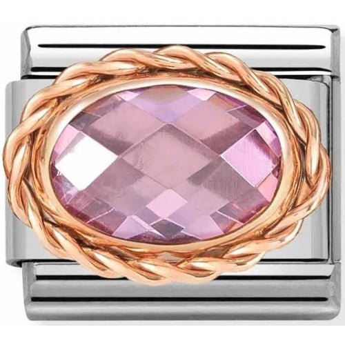 NOMINATION Oval 'Pink Faceted Stone' Rose Gold 430603003