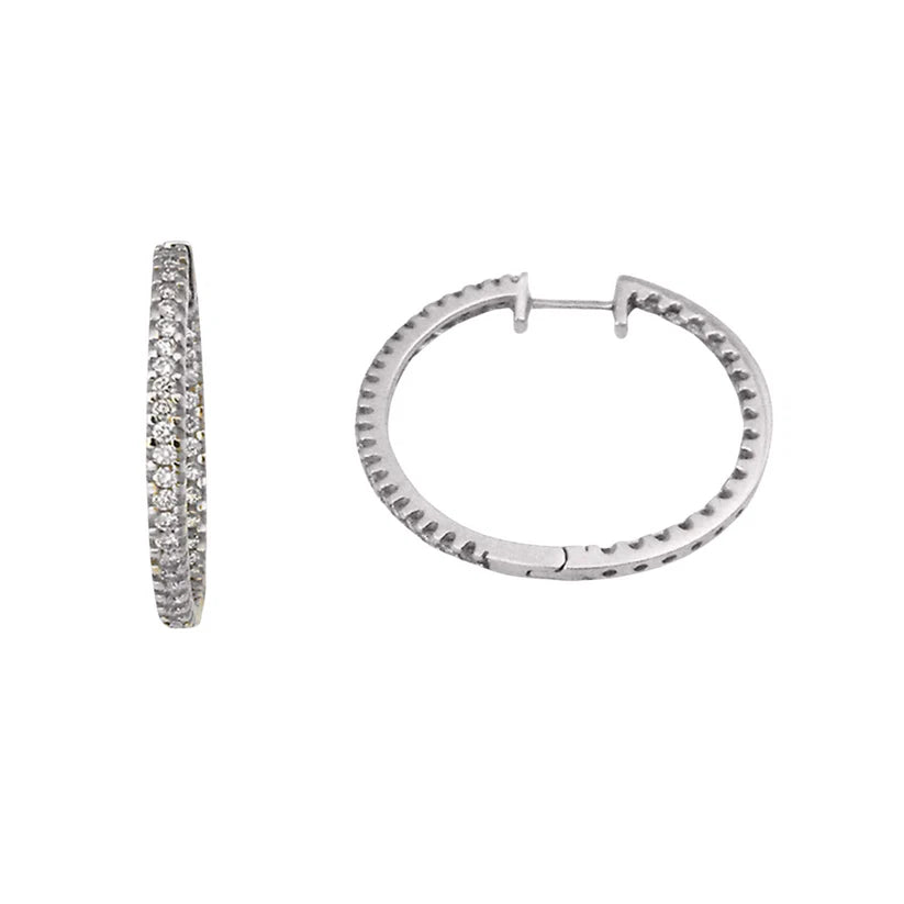 White gold diamond huggies