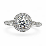 White Gold Diamond Halo & Shoulder Stone Engagement Ring. TDW 0.87ct